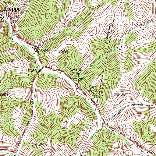 Topographic Map of Evans Cemetery, PA