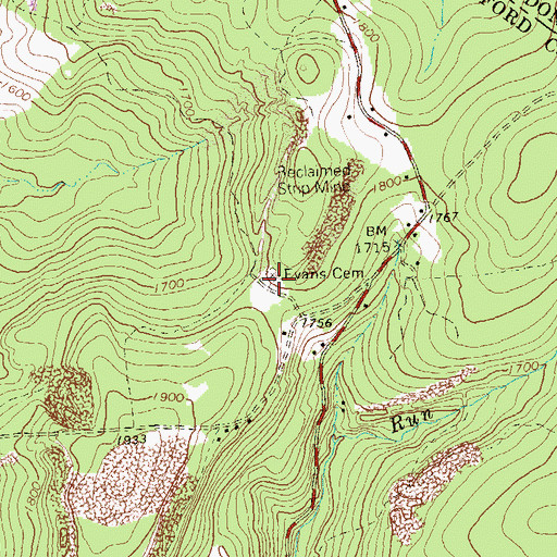 Topographic Map of Evans Cemetery, PA