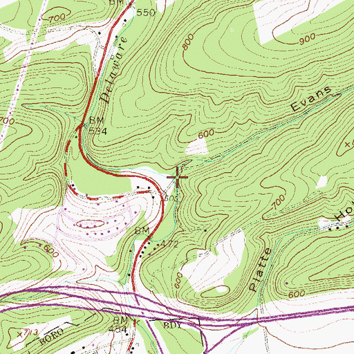 Topographic Map of Evans Hollow, PA