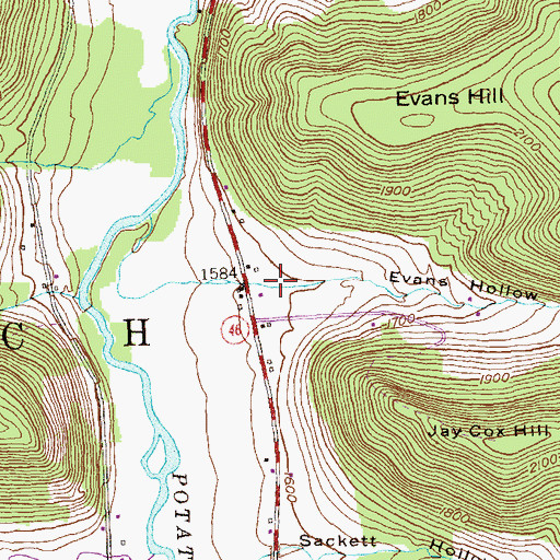 Topographic Map of Evans Hollow, PA
