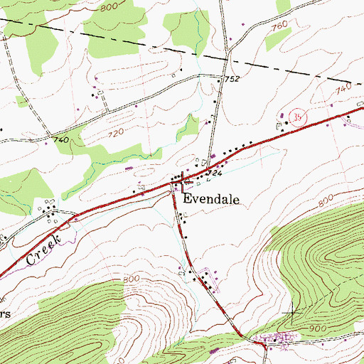 Topographic Map of Evendale, PA