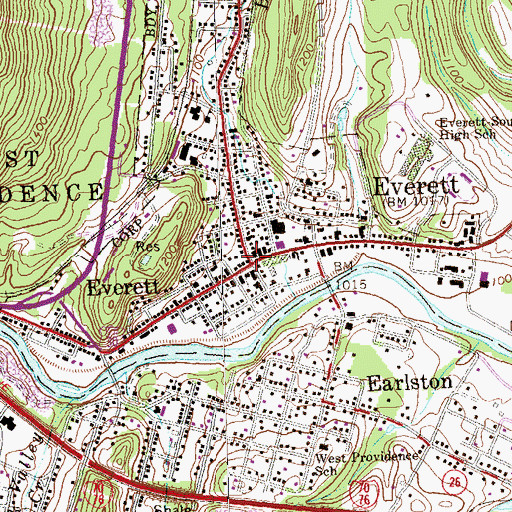 Topographic Map of Everett, PA
