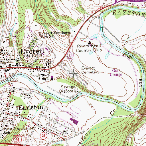 Topographic Map of Everett Cemetery, PA