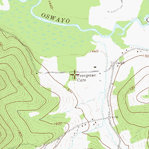 Topographic Map of Evergreen Cemetery, PA