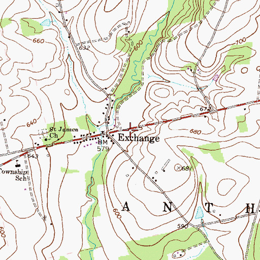 Topographic Map of Exchange, PA