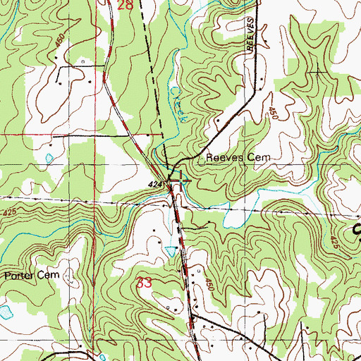 Topographic Map of Dove Creek, AL
