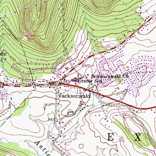 Topographic Map of Exeter School, PA