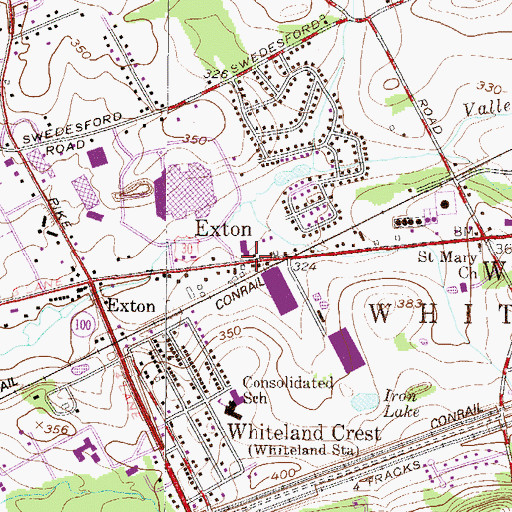Topographic Map of Exton, PA