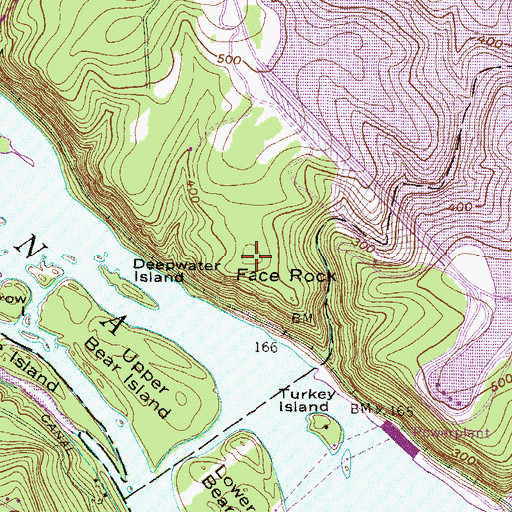 Topographic Map of Face Rock, PA