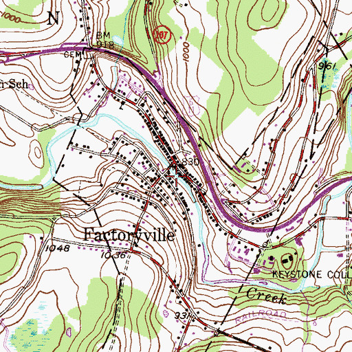 Topographic Map of Factoryville, PA