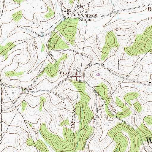 Topographic Map of Fairall Church, PA