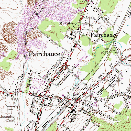 Topographic Map of Fairchance, PA