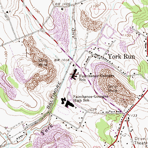 Topographic Map of Fairchance-Georges School, PA