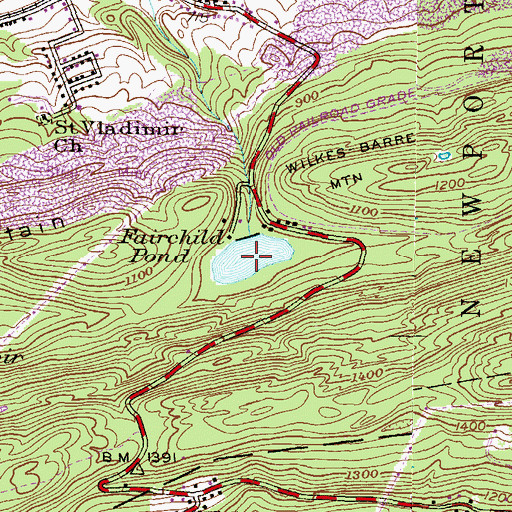 Topographic Map of Fairchild Pond, PA