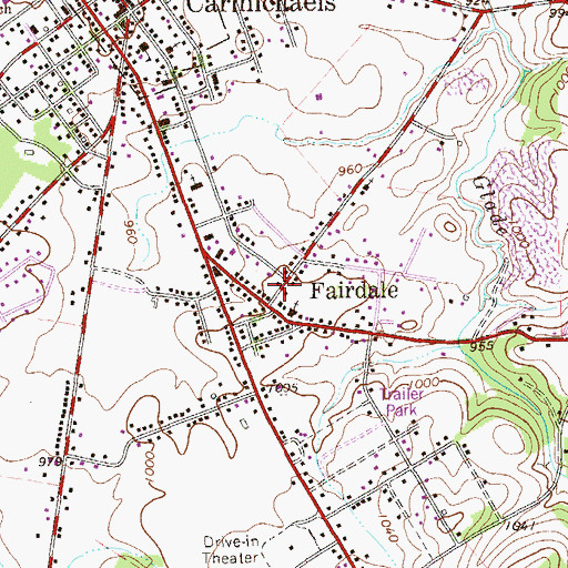 Topographic Map of Fairdale, PA