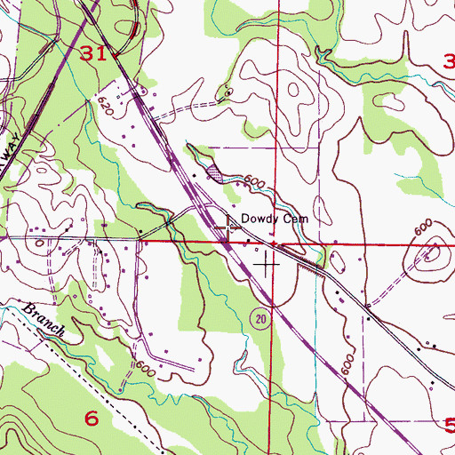 Topographic Map of Dowdy Cemetery, AL