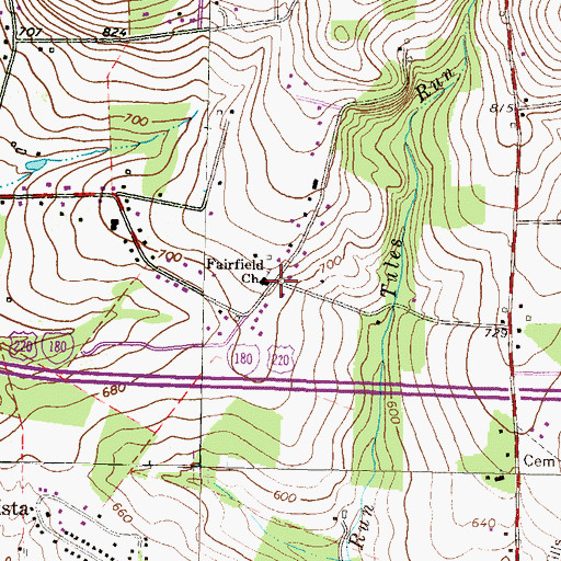 Topographic Map of Fairfield Church, PA