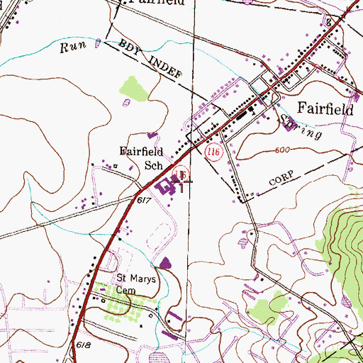 Topographic Map of Fairfield School, PA