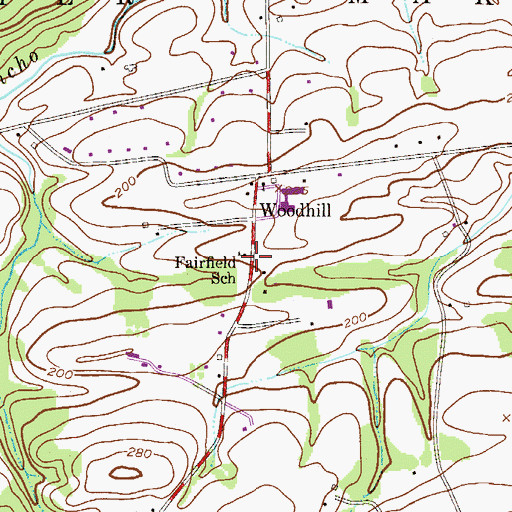 Topographic Map of Fairfield School, PA