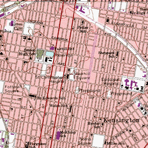 Topographic Map of Fairhill Square, PA