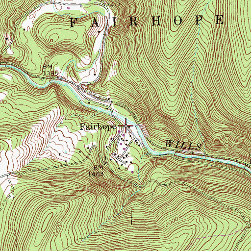Topographic Map of Fairhope, PA