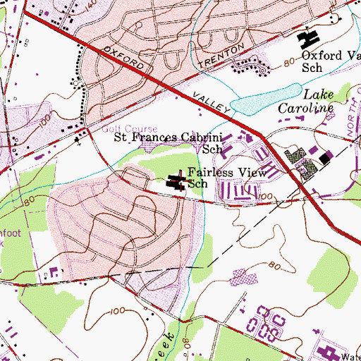 Topographic Map of Fairless View School, PA