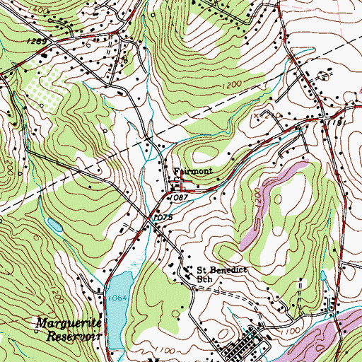 Topographic Map of Fairmont Church, PA