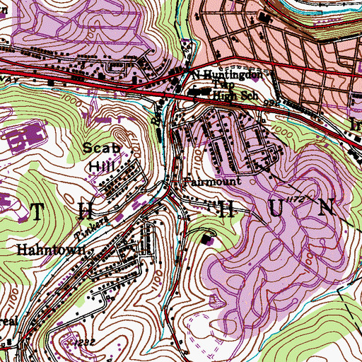 Topographic Map of Fairmount, PA