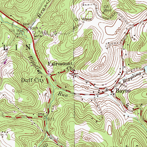 Topographic Map of Fairmount Church, PA