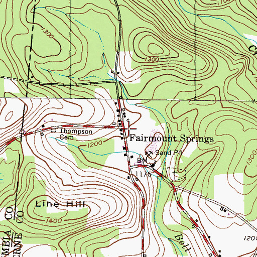 Topographic Map of Fairmount Springs, PA