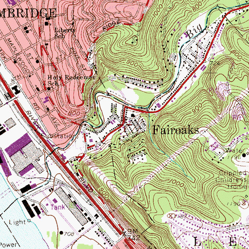 Topographic Map of Fairoaks, PA