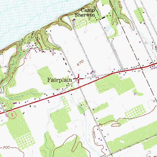 Topographic Map of Fairplain, PA