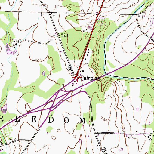 Topographic Map of Fairplay, PA