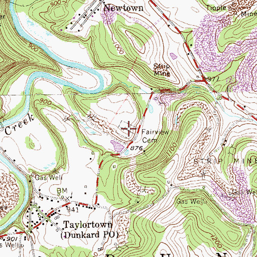 Topographic Map of Fairview Cemetery, PA