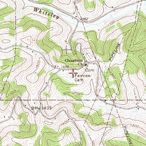 Topographic Map of Fairview Cemetery, PA