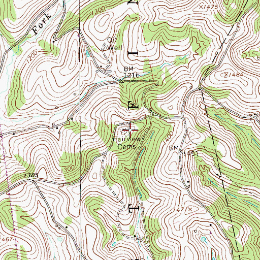 Topographic Map of Fairview Cemetery, PA