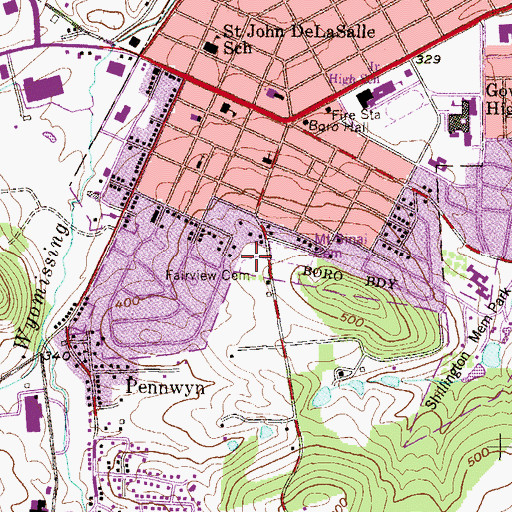 Topographic Map of Fairview Cemetery, PA