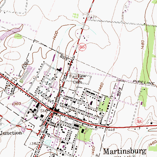 Topographic Map of Fairview Cemetery, PA