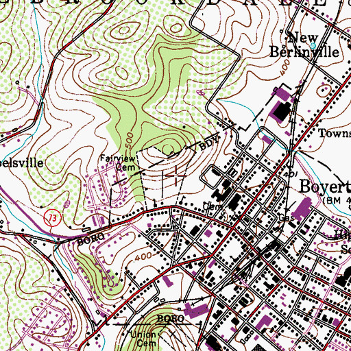 Topographic Map of Fairview Cemetery, PA