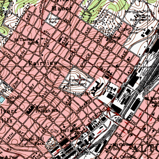 Topographic Map of Fairview Cemetery, PA