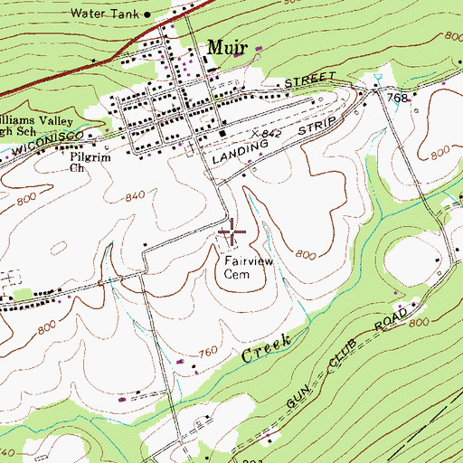Topographic Map of Fairview Cemetery, PA
