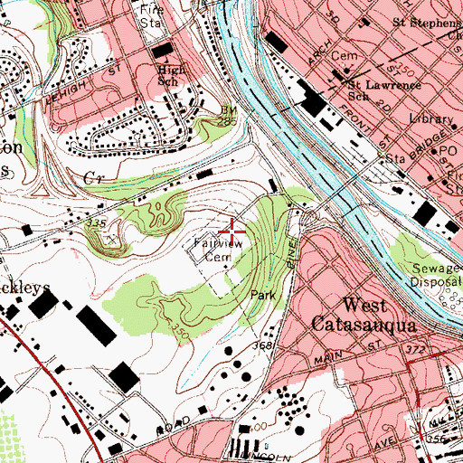 Topographic Map of Fairview Cemetery, PA