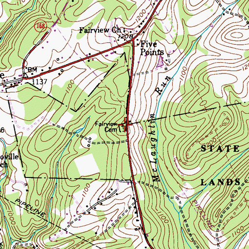 Topographic Map of Fairview Cemetery, PA