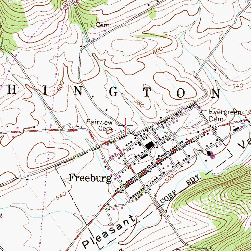 Topographic Map of Fairview Cemetery, PA