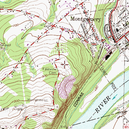 Topographic Map of Fairview Cemetery, PA