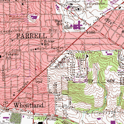 Topographic Map of Fairview Cemetery, PA