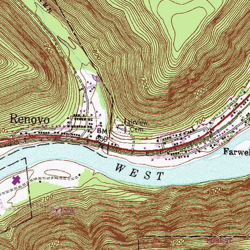 Topographic Map of Fairview Cemetery, PA