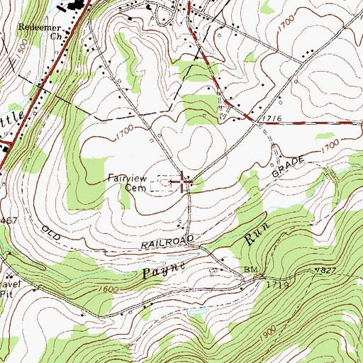 Topographic Map of Fairview Cemetery, PA