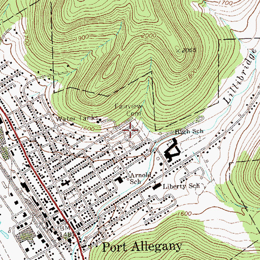 Topographic Map of Fairview Cemetery, PA
