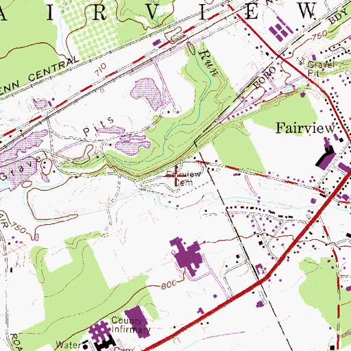 Topographic Map of Fairview Cemetery, PA